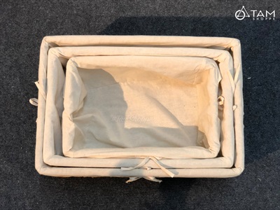 Khay lục bình chữ nhật đan thưa có vải lót 3 size KHAY-LB-02